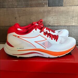 Diadora White Red and Orange Women's Running Sneakers